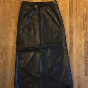 Siena long black leather skirt